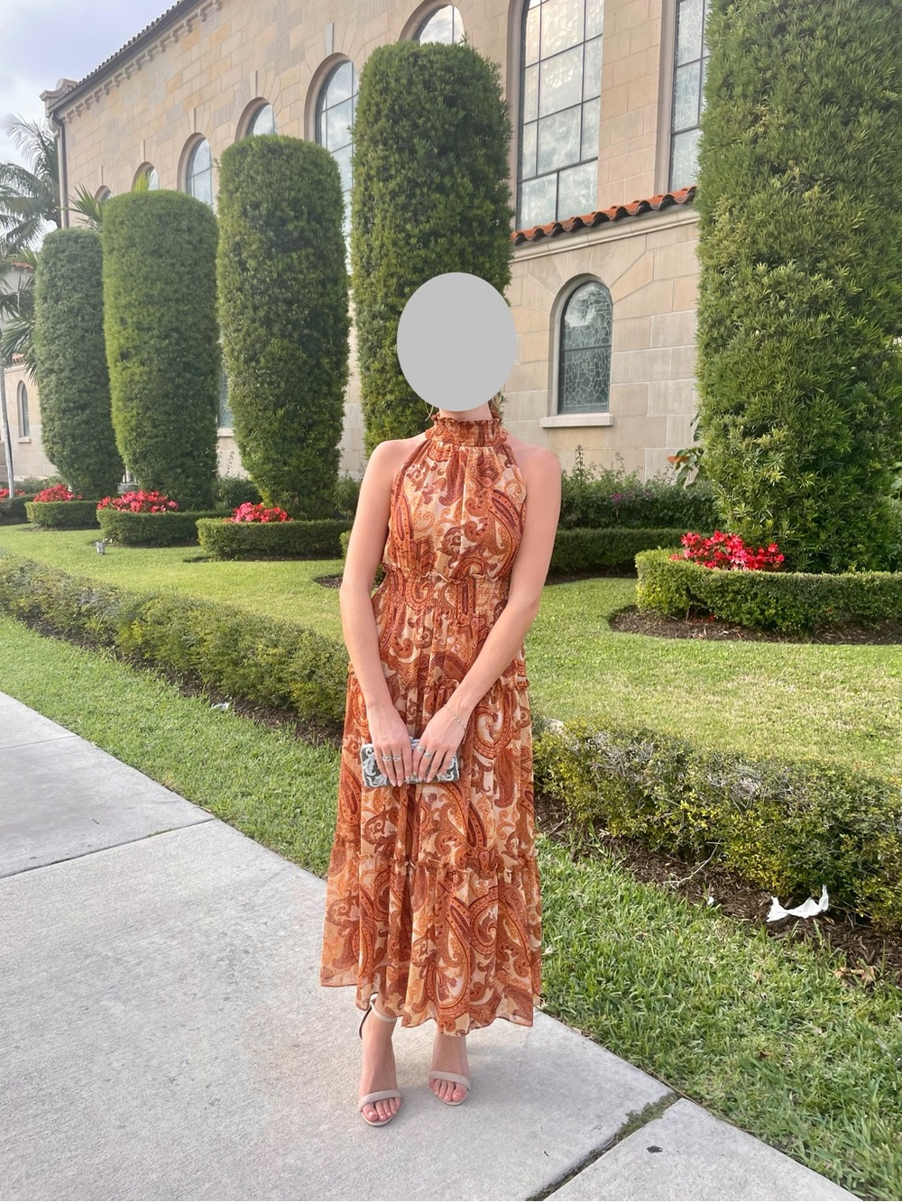 Taylor Rust Paisley Halter Maxi Dress
